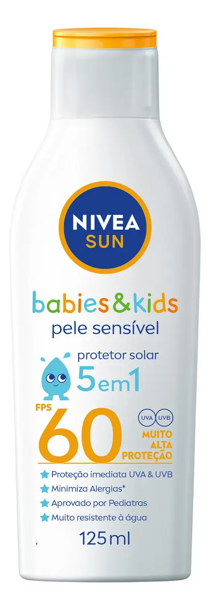 Protetor solar infantil Nivea Sun Kids & Babies Pele Sensível FPS 60 125ml