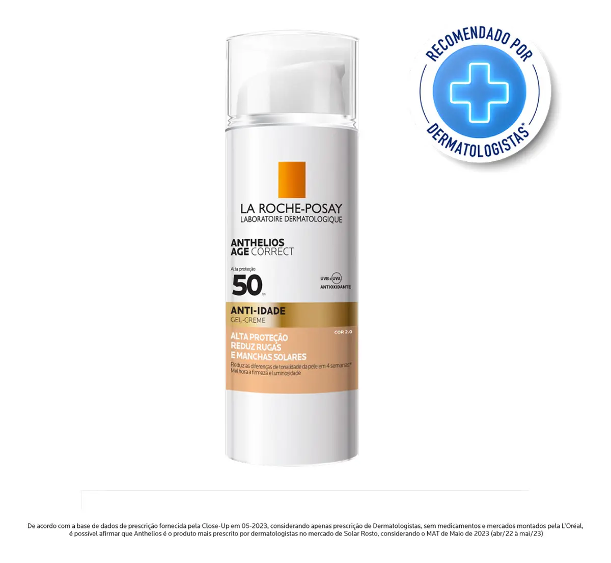 Protetor solar para pele madura e seca Anthelios Age Correct Fps 50 Oil Free Anti Rugas Cor 2.0 50g La Roche-posay