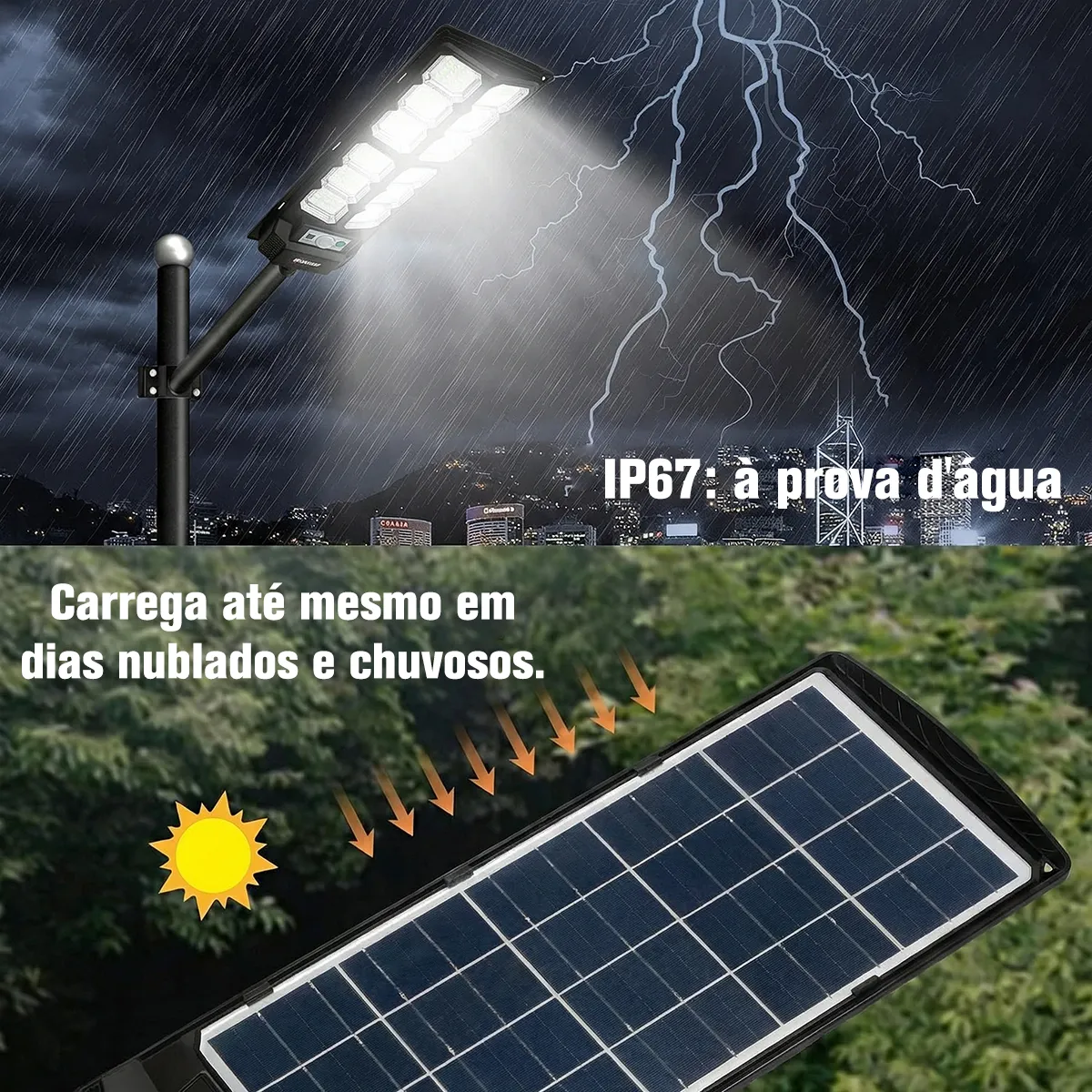 Kit 2 Luminária Solar Holofote 800w com Sensor e Bateria Preto e Branco — foto 8