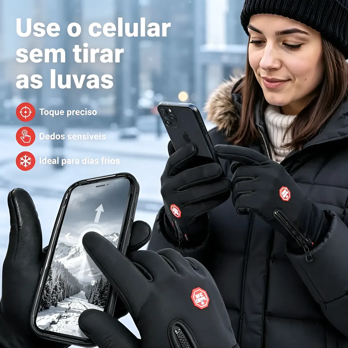 Par Luva Motoqueiro Térmica Com Touch Screen Tamanho Único — foto 3