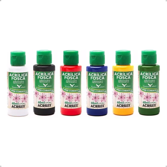 Kit 6 Tintas Acrílica Fosca Artesanato Acrilex 60ml