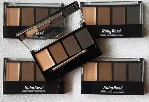Trio De Sombra Para Sobrancelha Com Primer Ruby Rose Hb9354 Cor da sombra 3 tonalidades