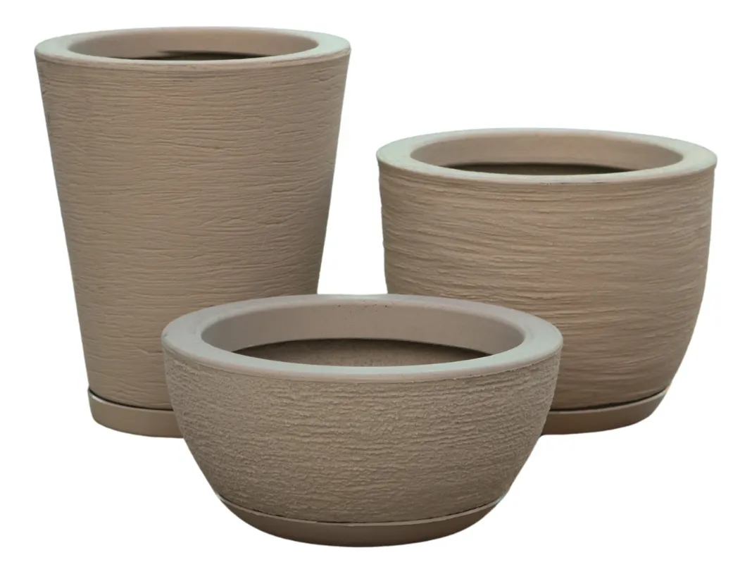 Kit 3 Vasos Polietileno Para Plantas Decorativo Cone Bacia