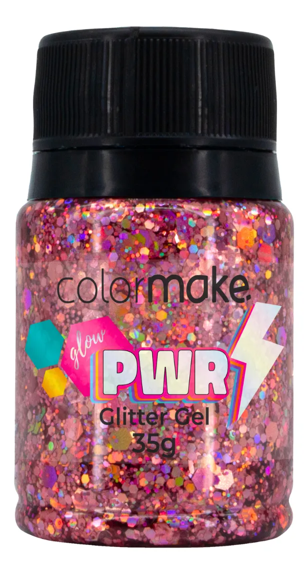 Glitter Gel Glow Power Colormake Carnaval Festa Efeito 35g Tom Da Maquiagem Rosa