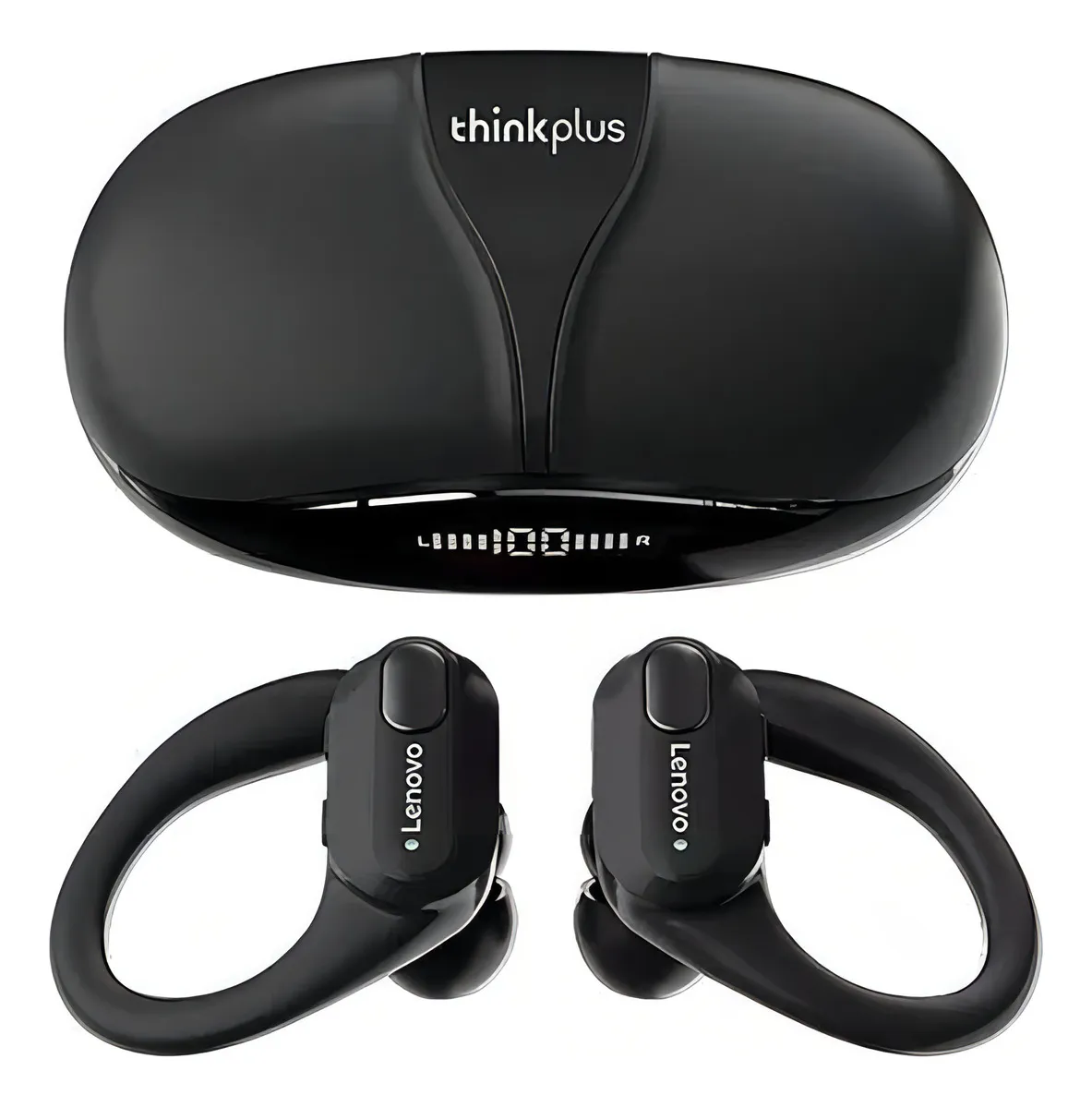 Fone Lenovo Thinkplus XT80 running bluetooth in ear preto esportivo leve confortável resistente bateria longa