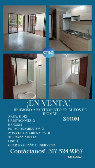 En Venta Apartamento En Altos De Riomar