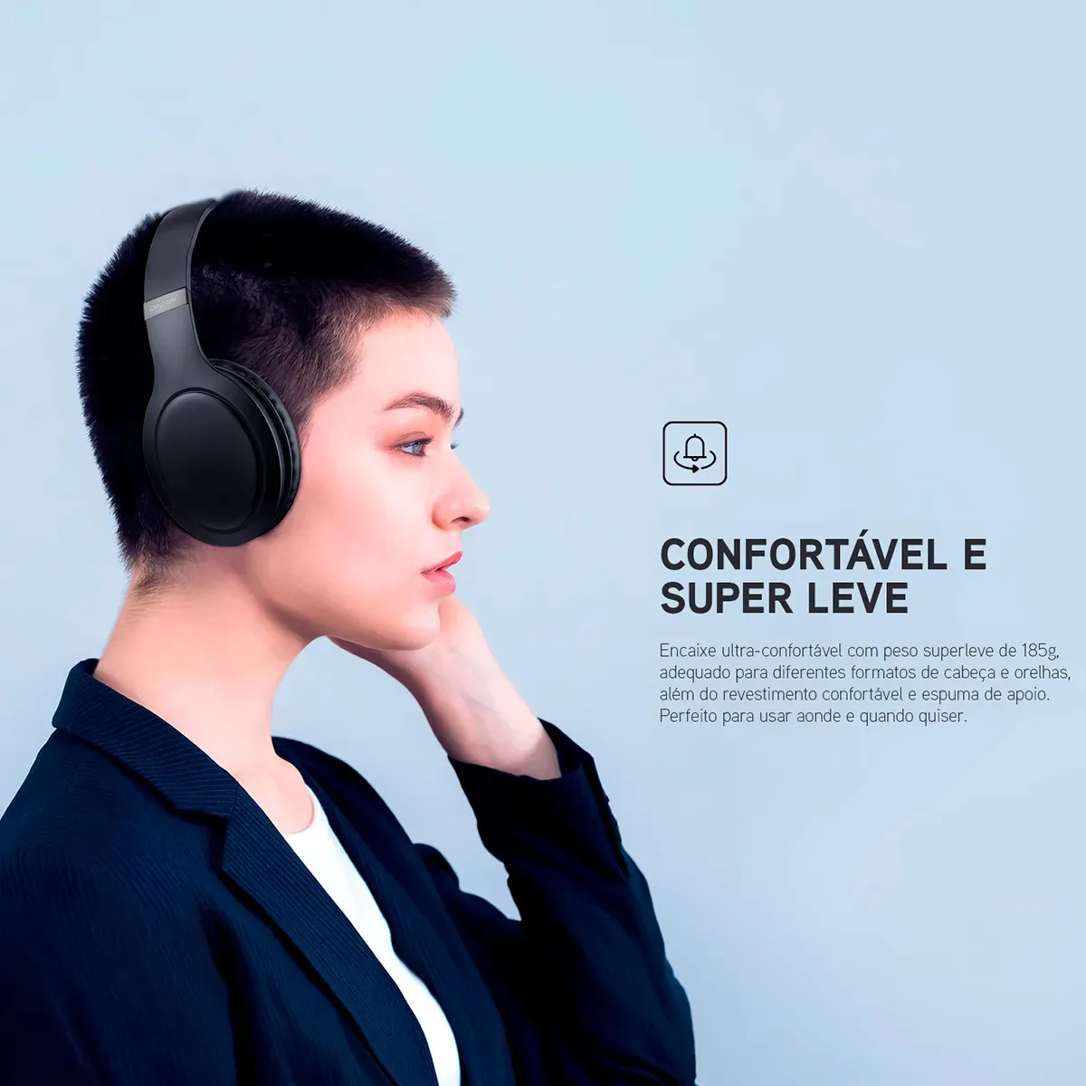 Fone De Ouvido Headphone Dapon H02d Bluetooth 5.1 Over-ear 22h Preto