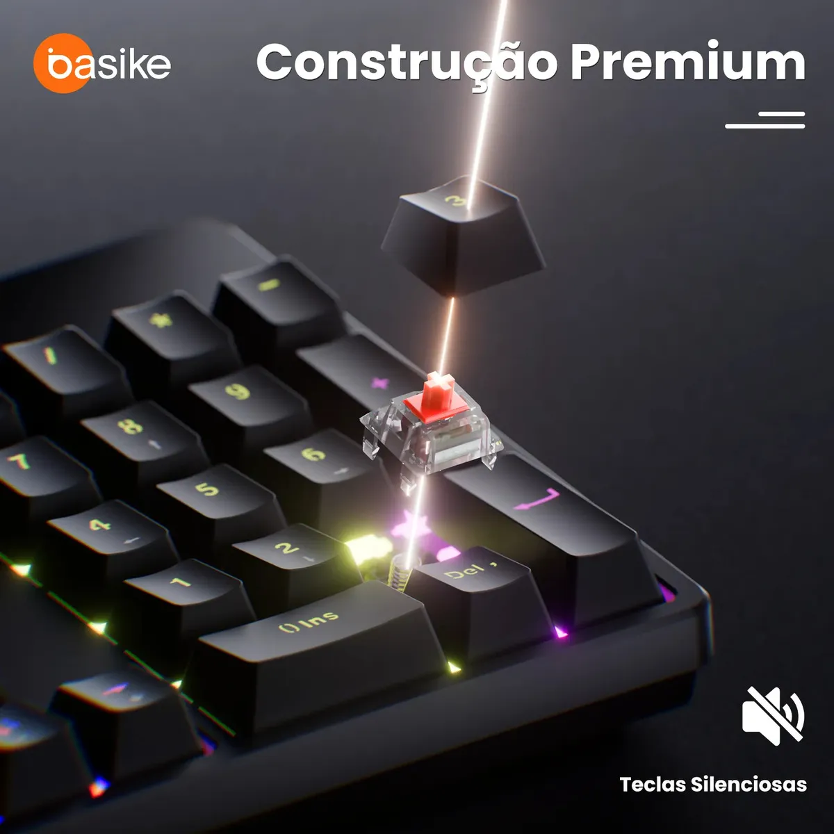Teclado Mecânico Gamer RGB ABNT2 106 Teclas Switch Red Silencioso Anti Ghosting Full Size Com Fio USB Para PC Notebook Português Brasil — imagem 4