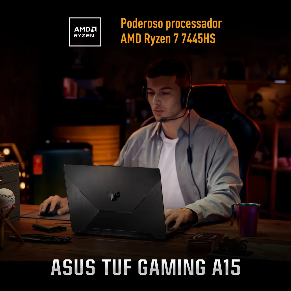 Notebook Gamer Asus Tuf Gaming A15, Amd Ryzen 7, Rtx 3050, 8gb Ram, 512gb Ssd, Linux Keepos, Graphite Black - Fa506ncg-hn216 Preto Grafite