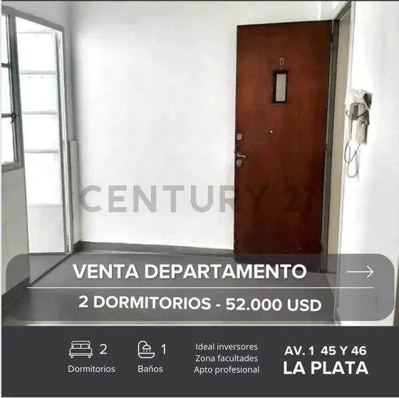 Venta De Departamento 2 Dormitorios Calle 1 Entre 45 Y 46