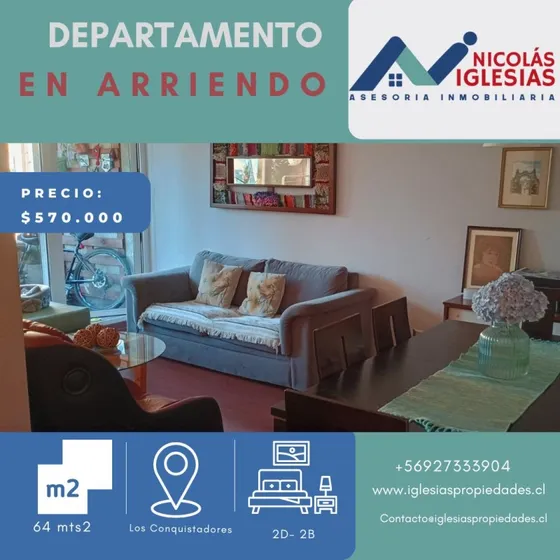 Arriendo Dpto Condominio Los Conqusitadores Temuco. 2d-2b