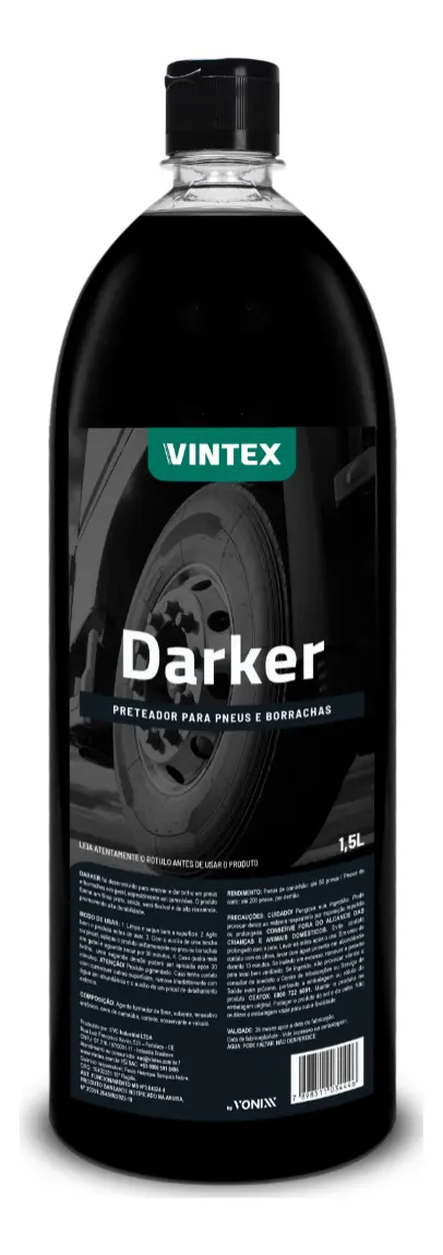 Darker pretinho acetinado Vintex 1,5L, para pneus e borrachas