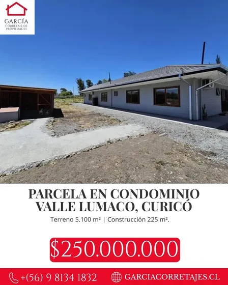 Parcela Y Casa En Condominio Valle De Lumaco, Rauco, Curico.