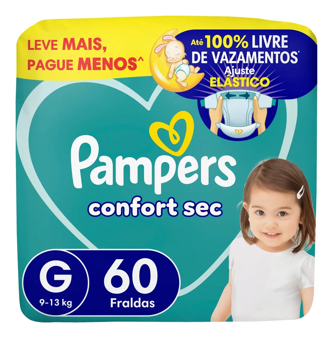 Fralda Pampers Confort Sec Tamanho G, 60 Unidades