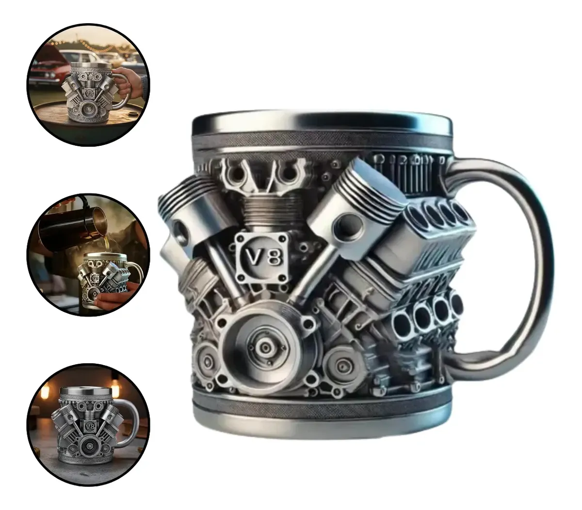 Caneca Motor V8 Inox