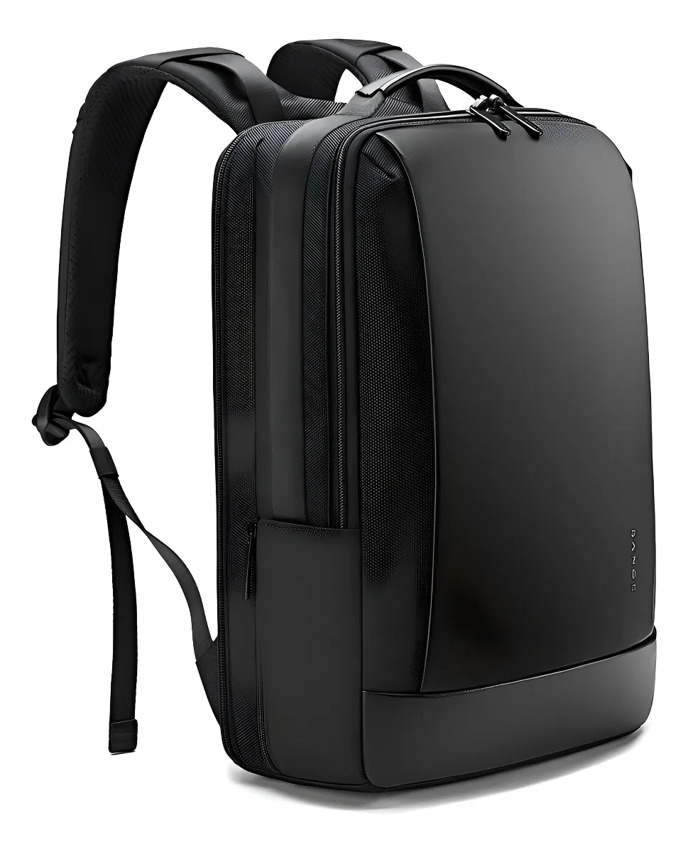 Mochila Masculina Executiva Premium Partes Couro Preta Luxo Cor Preto Desenho do tecido Liso