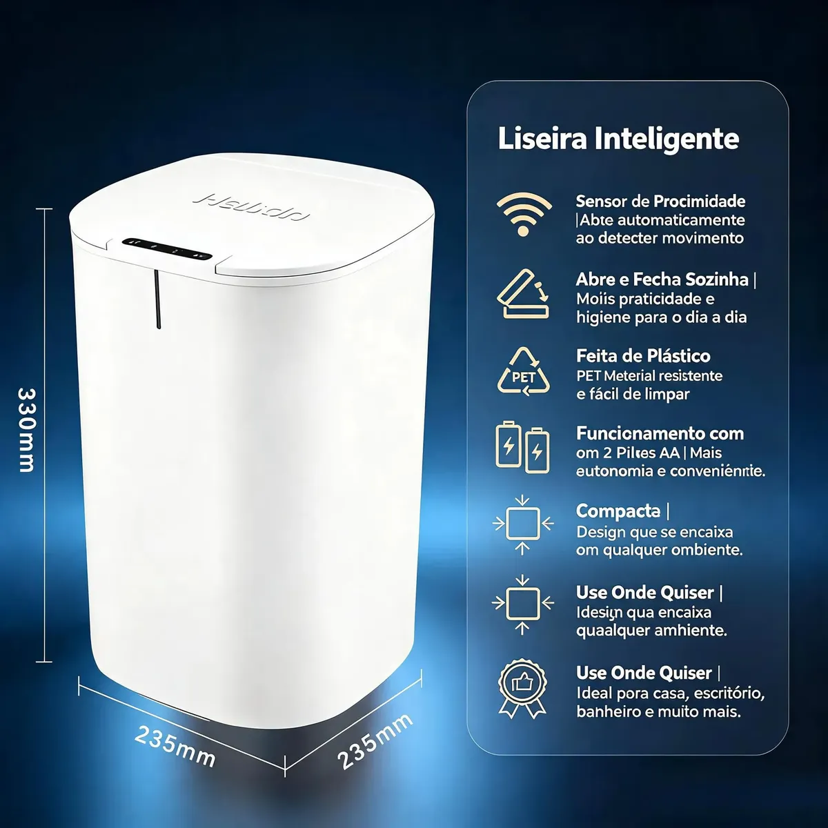 Lixeira Inteligente Automática Com Sensor Sem Toque Casa 16l