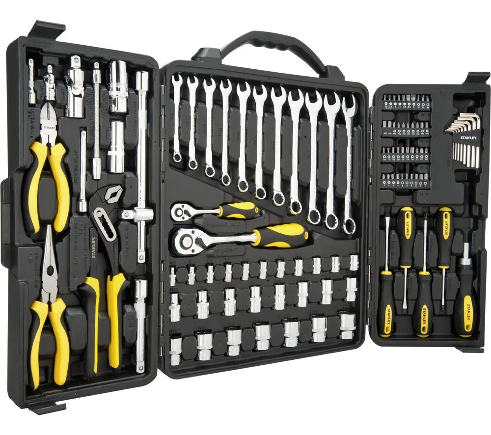 kit de ferramentas Stanley com sua maleta amarela e preta