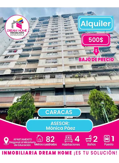 Apartamento En Alquiler  Diagonal Al Ministerio De Educación  Centro De Caracas