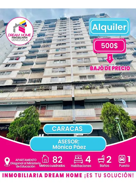 Apartamento En Alquiler  Diagonal Al Ministerio De Educación  Centro De Caracas