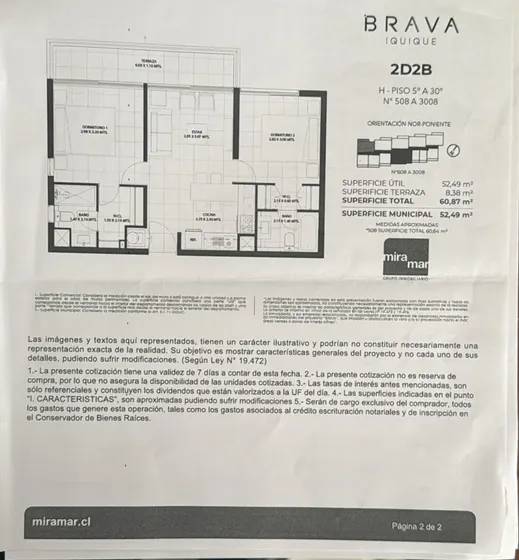 Venta Cesión Depto 2d - Proyecto Brava Miramar