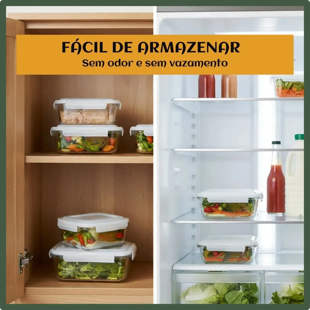 Kit 10 Potes Herméticos de Vidro LuvinCo 640ml com 4 Travas