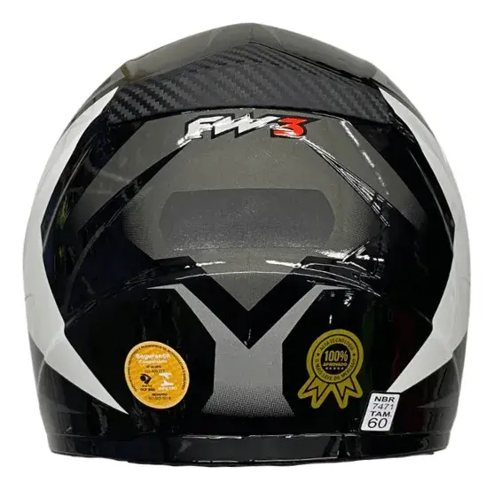 Capacete Integral FW3 GTX Preto e Branco Estrela para Adultos — foto 3