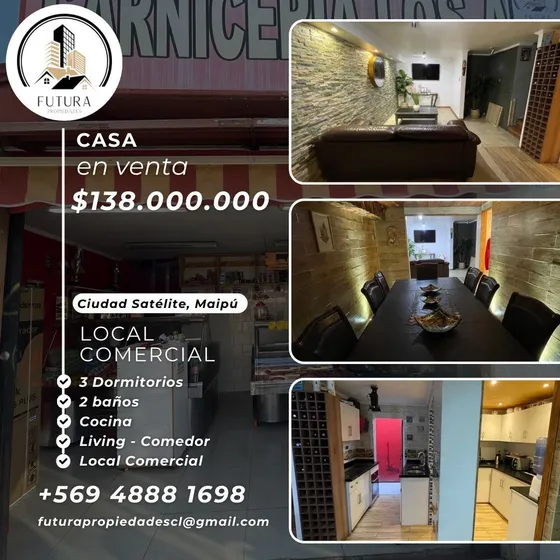 Casa En Venta Con Local Comercial En Maipú