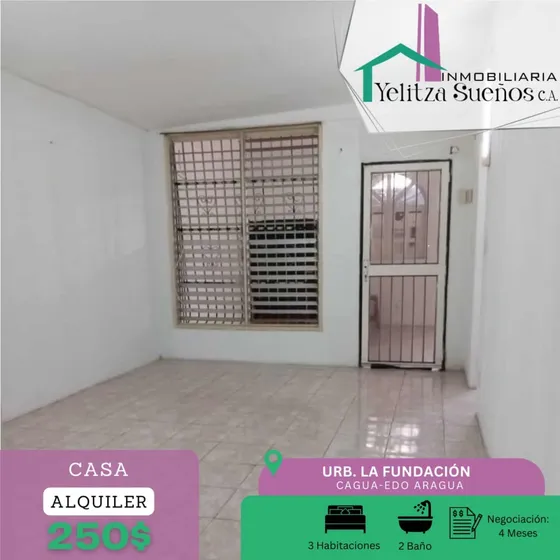 Casa En Alquiler En La Fundación Cagua