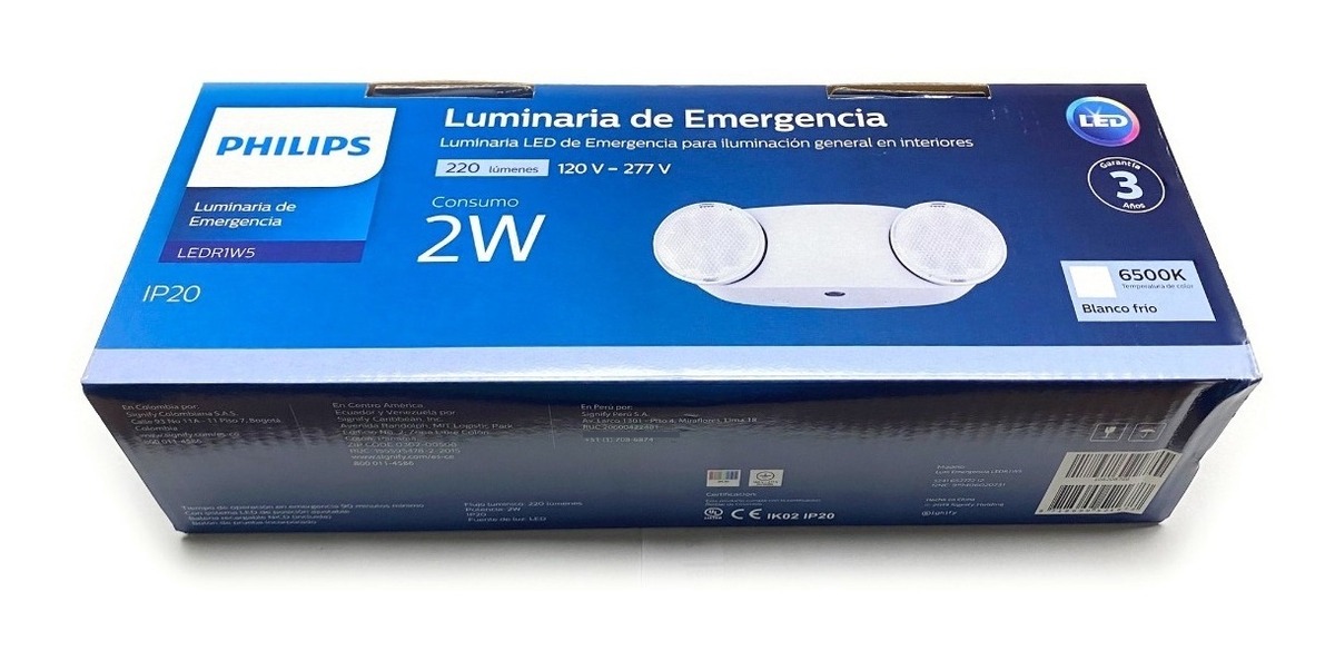 Luminario De Emergencia Ledr1w5 2w 220 Lumens 6500k Philips Meses Sin luminario-de-emergencia-ledr1w5-2w-220-lumens-6500k-philips-meses-sin