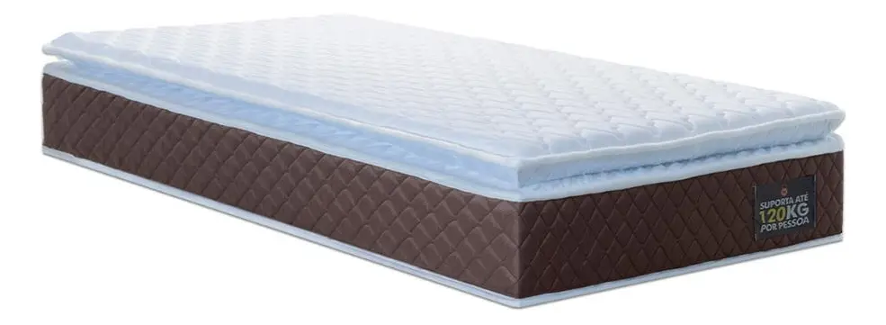 Colchão De Espuma D33 Pillow Top Comfort Luxo Solteiro 88cm Cor Marrom