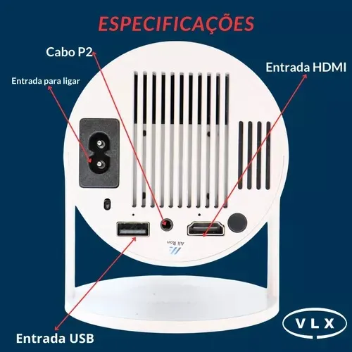 Projetor Smart Portátil Full Hd 4k Bluetooth Wifi Cor Branco Android 11.0 5g TV Cinema em Casa