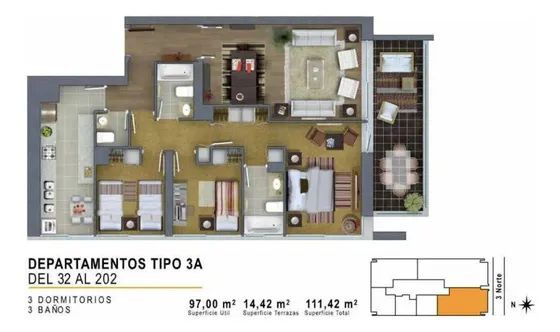 Dueño Arrienda Amplio Departamento 3 Dormitorios Y 3 Baños