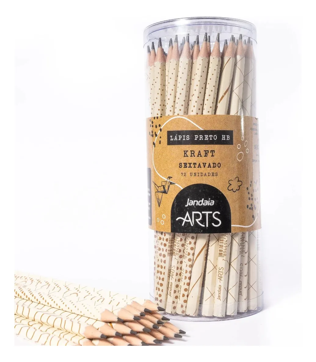 Caixa 72 Lápis De Escrever Hb Cores Jandaia Arts Decorado