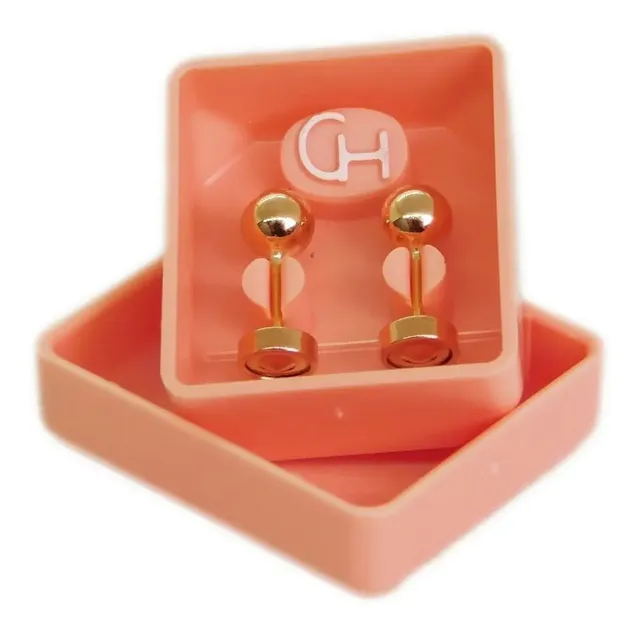Aros Abridores Bebe Ch Perno Oro 18kts Bolitas 4,5mm Cod 305 Oro 18k