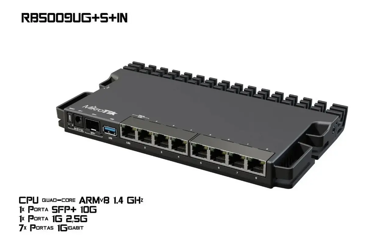 Mikrotik Routerboard Rb5009ug+s+in 10gbps 1.4ghz L5 Cor Preto