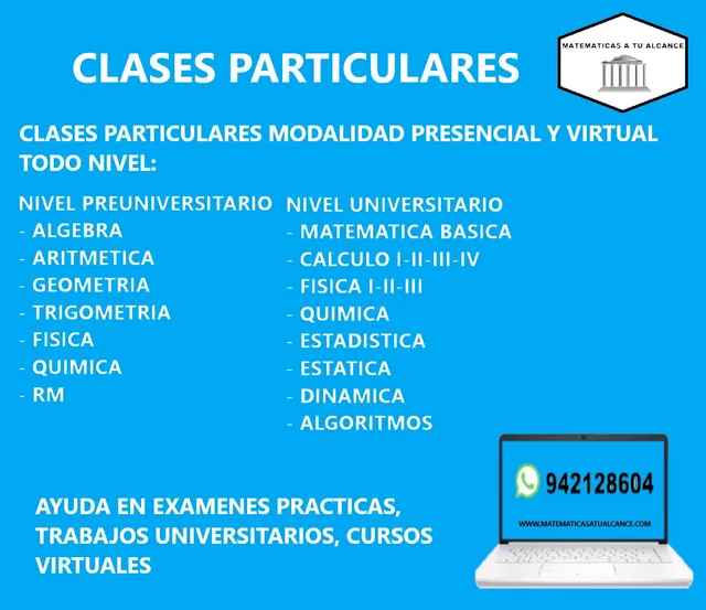 Clases Particulares De Matemática-física-química-algoritmos
