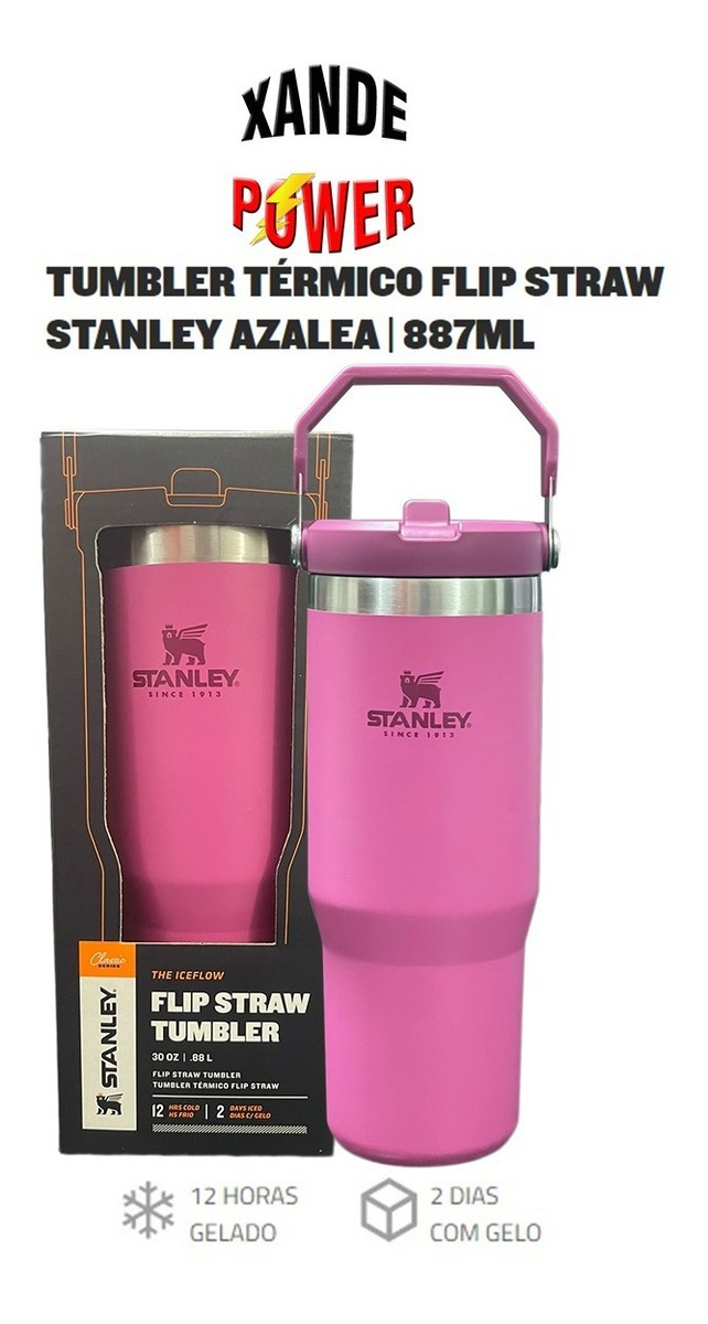 GARRAFA TÉRMICA STANLEY FLIP STRAW ROSA 887ML