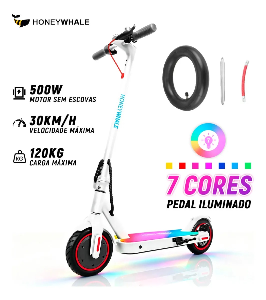 Patinete Elétrico HONEYWHALE S2 Dobrável, Com 500W e 20km de Autonomia