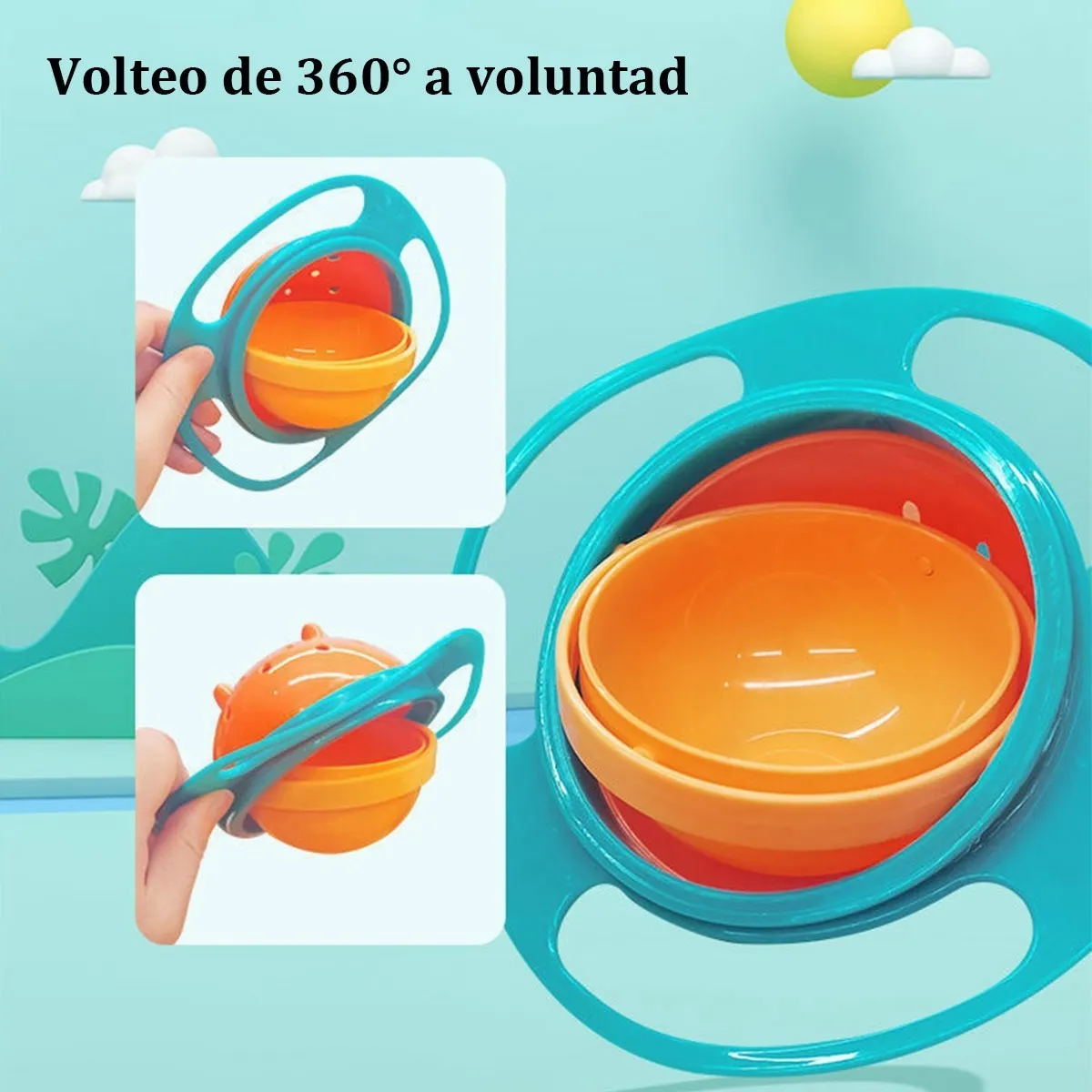Gyro Bowl Bebés Snacks Tazón Anti 360 Caídas Derrames Niños