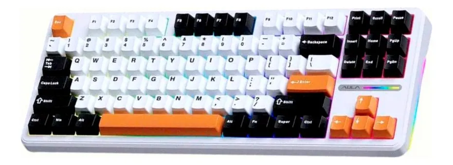 Teclado mecânico preto com iluminação RGB
