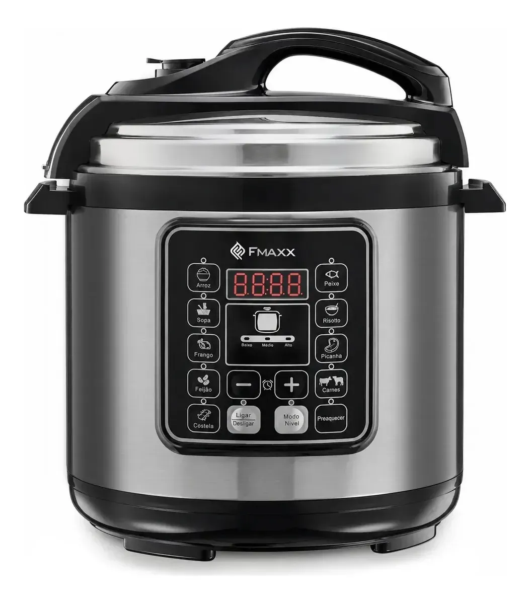 Panela De Pressão Elétrica Digital 6l, Fmaxx, Inox 1000w Cinza 60hz