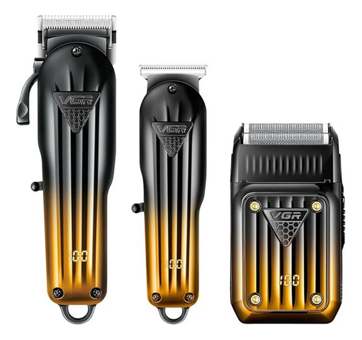 Kit Cortadora Pelo Trimmer Shaver 3en1 Profesional Vgr V-644 Color Negro y dorado