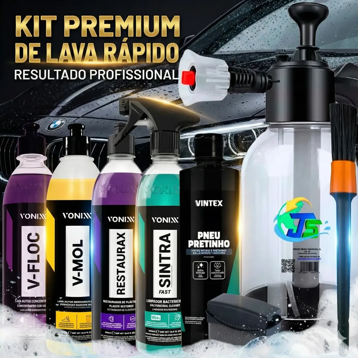 Kit Completo Lavar Carro Rápido Pulverizador 2l Profissional