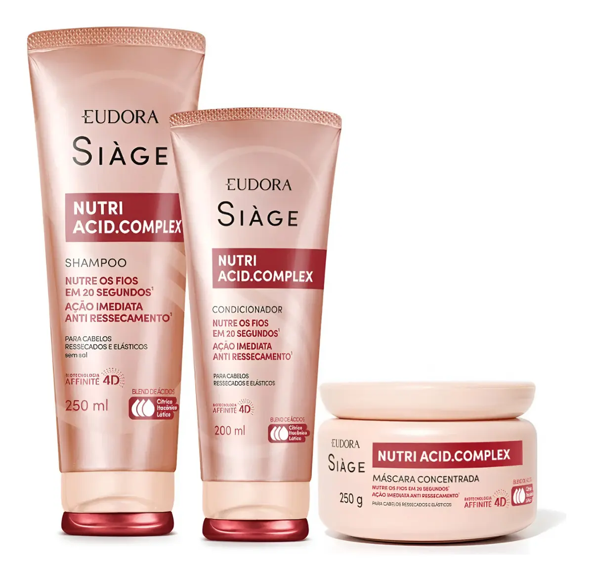 Kit 3 Siàge Nutri Acid Complex Shampoo Condicionador Máscara