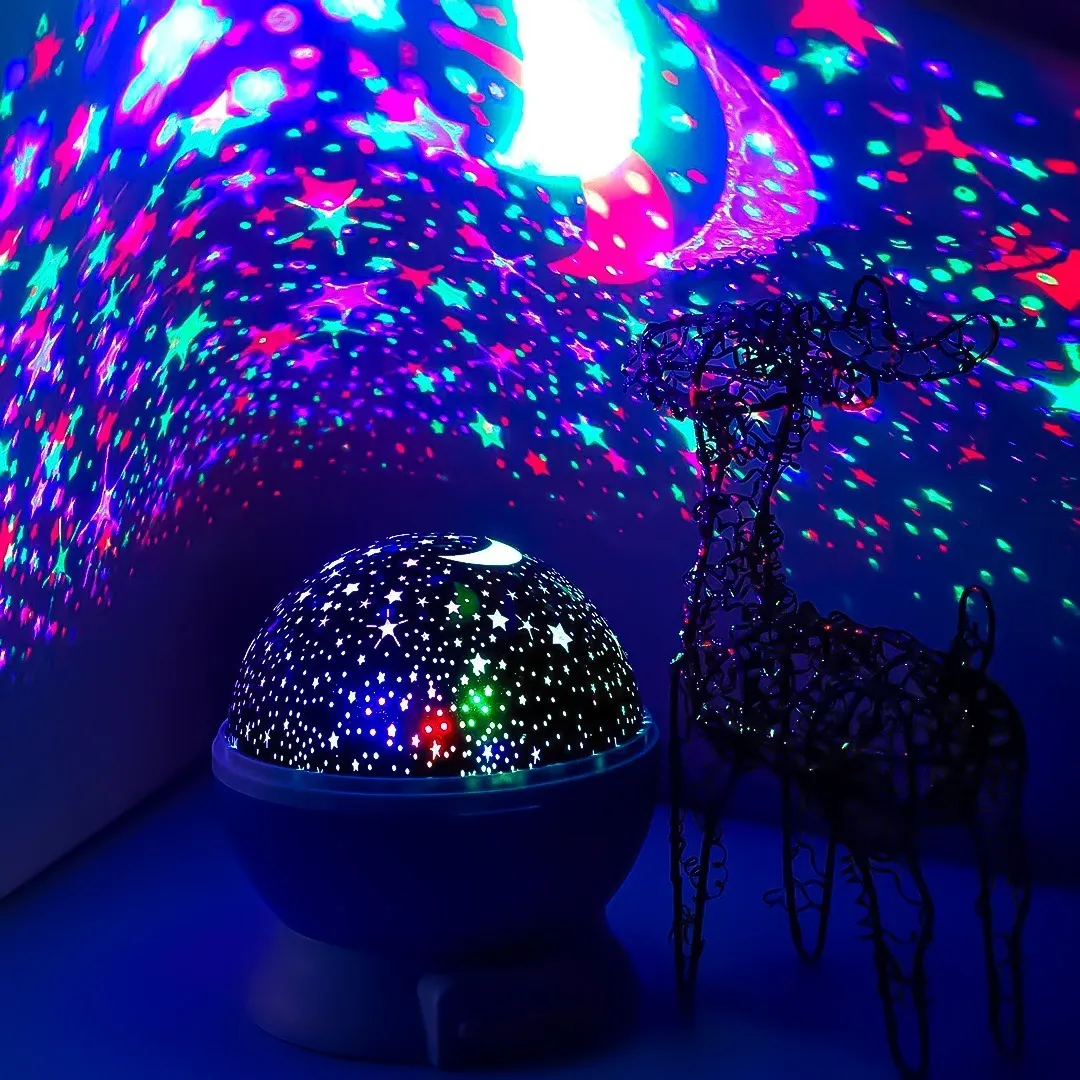 Lámpara de Estrellas Giratoria - Proyección en pared y techo