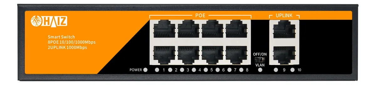 Switch Poe Haiz Com 8 Portas Poe + 2 Portas Up Link Gigabit