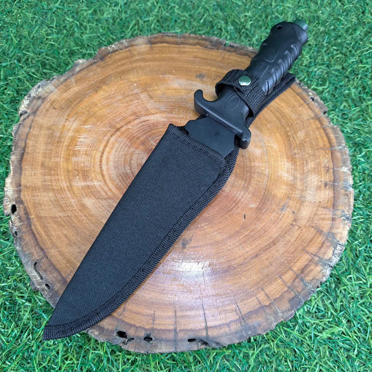 Cuchillo de supervivencia, acero, cable de polímero, funda de nylon