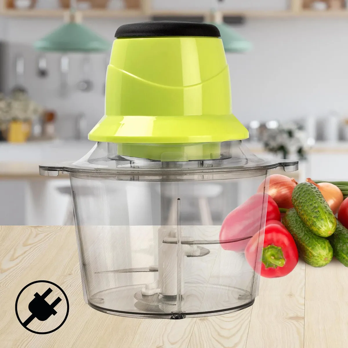 Picatodo Eléctrico Triturador Alimentos Carne Verdura Frutas Color Verde 120v