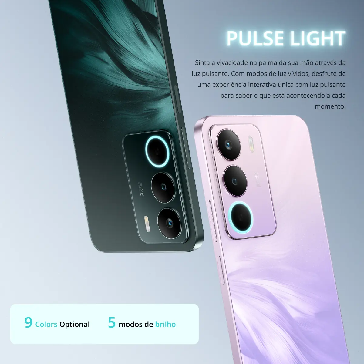Demonstração do recurso Pulse Light com luzes interativas na traseira do aparelho